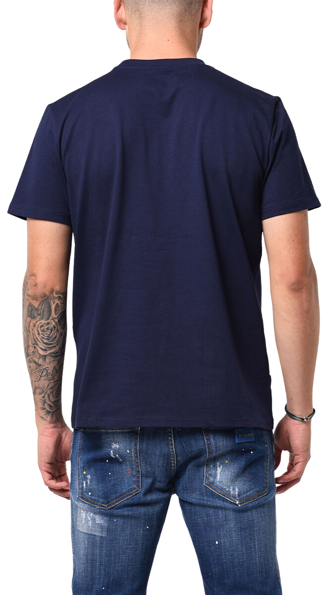 MB LOGO PAINT STROKE SKY BLUE GRADIENT TSHIRT | NAVY