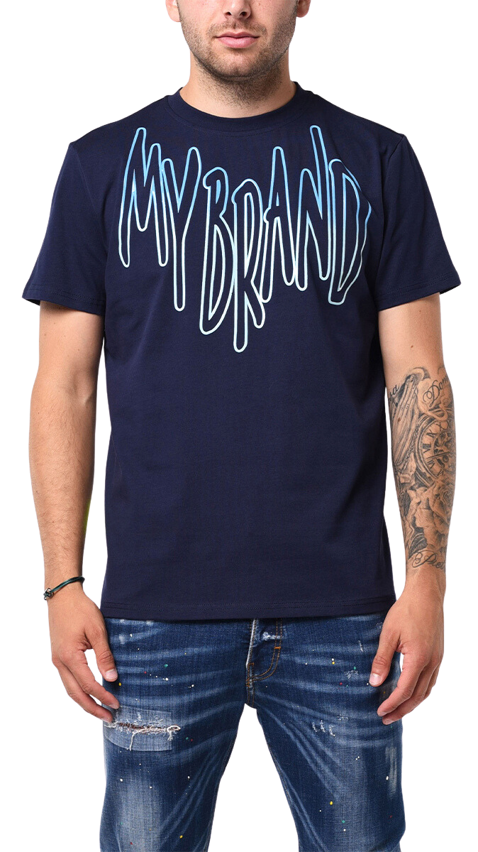 MB LOGO SKY BLUE GRADIENT TSHIRT | NAVY