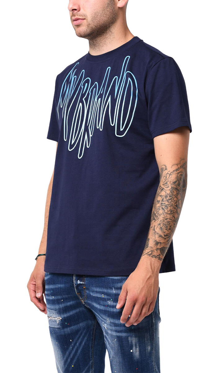 MB LOGO SKY BLUE GRADIENT TSHIRT | NAVY