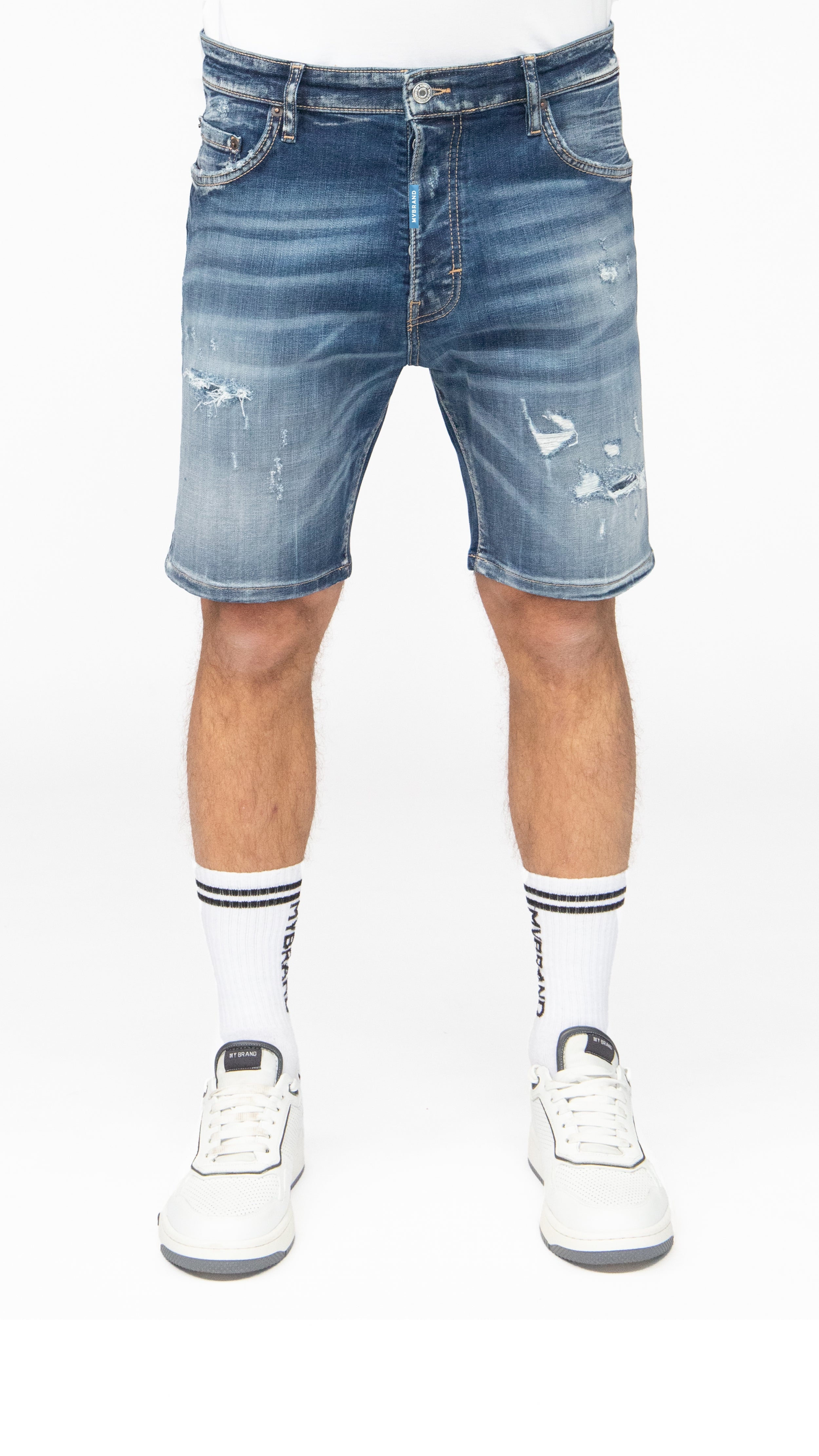 Blue Ripped Rebel Shorts | DENIM