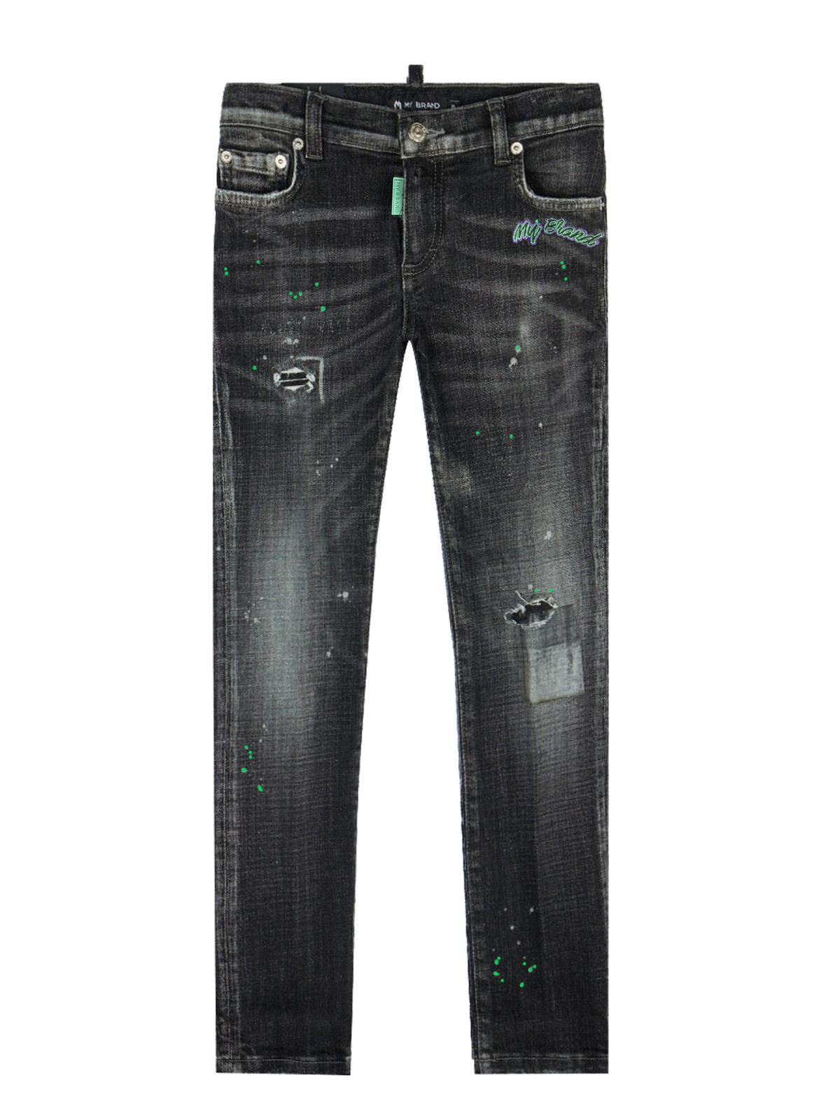 Black Distressed Green My Jeans | BLACKJEANS