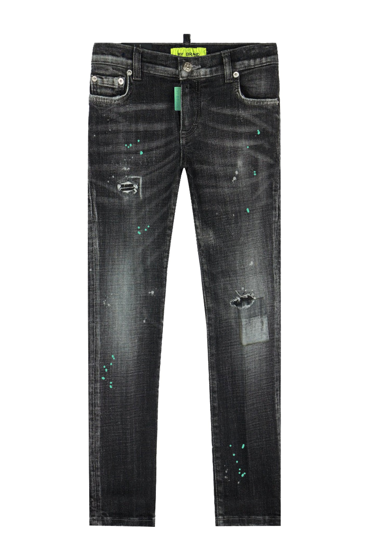 BLACK DISTRESSED NEON GRE | BLACKJEANS