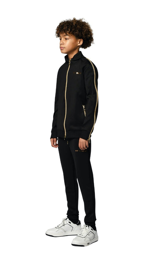 Gold Zipper Tracksuit Jacket | BLACK