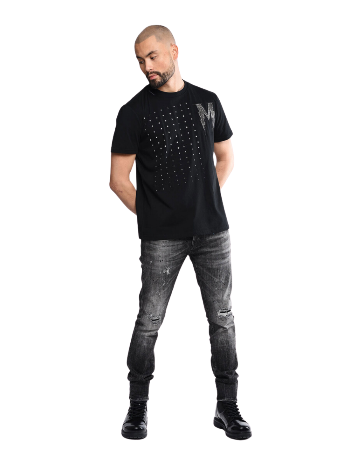 Black T Shirt With Silver | BLACK