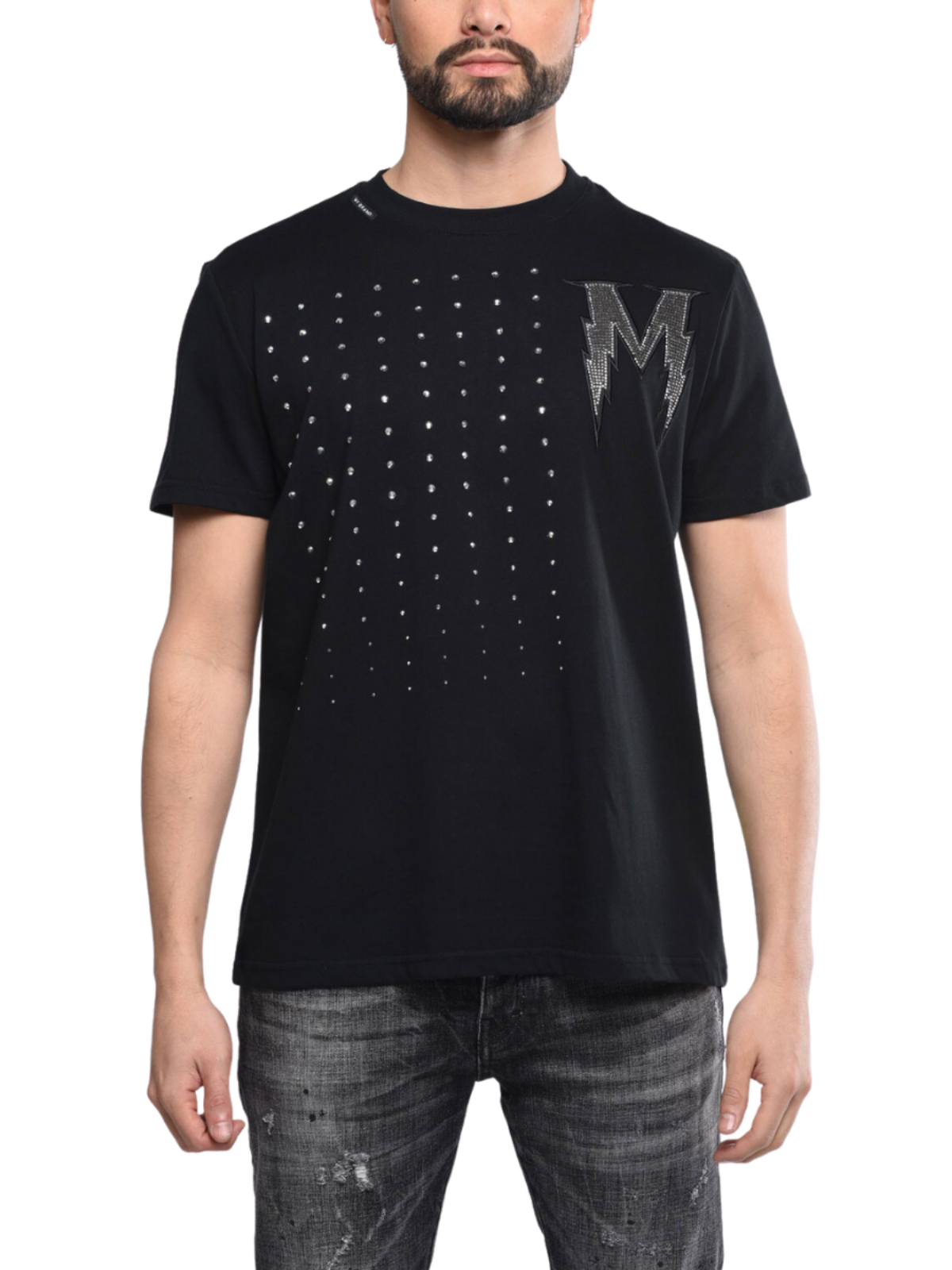 Black T Shirt With Silver | BLACK