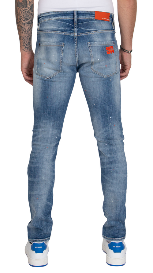 TWO CUT PLAIN WASHING JEANS, CODE RED | DENIM