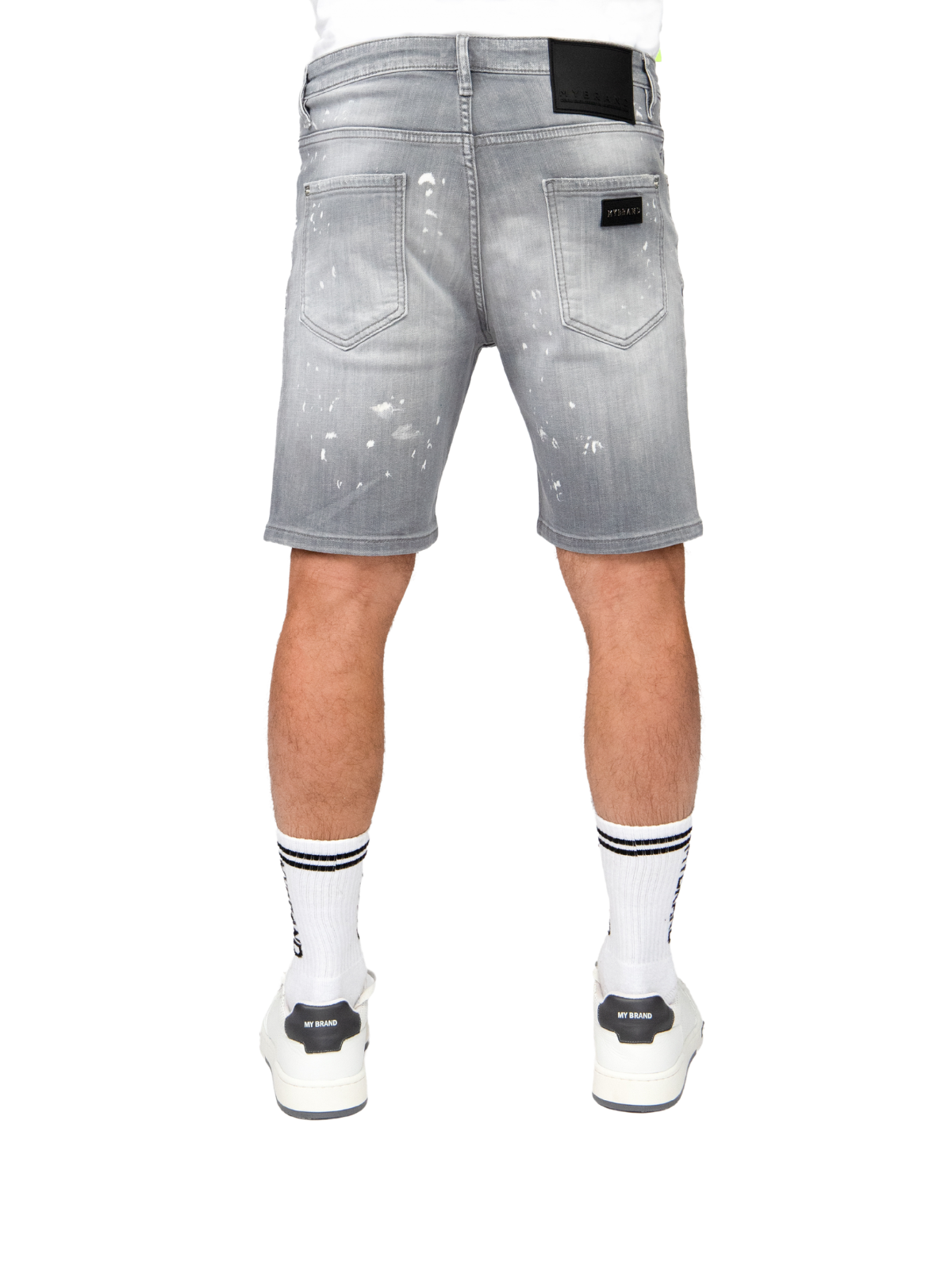 LIGHTGREY Faded Jeans short | GREY JEANS