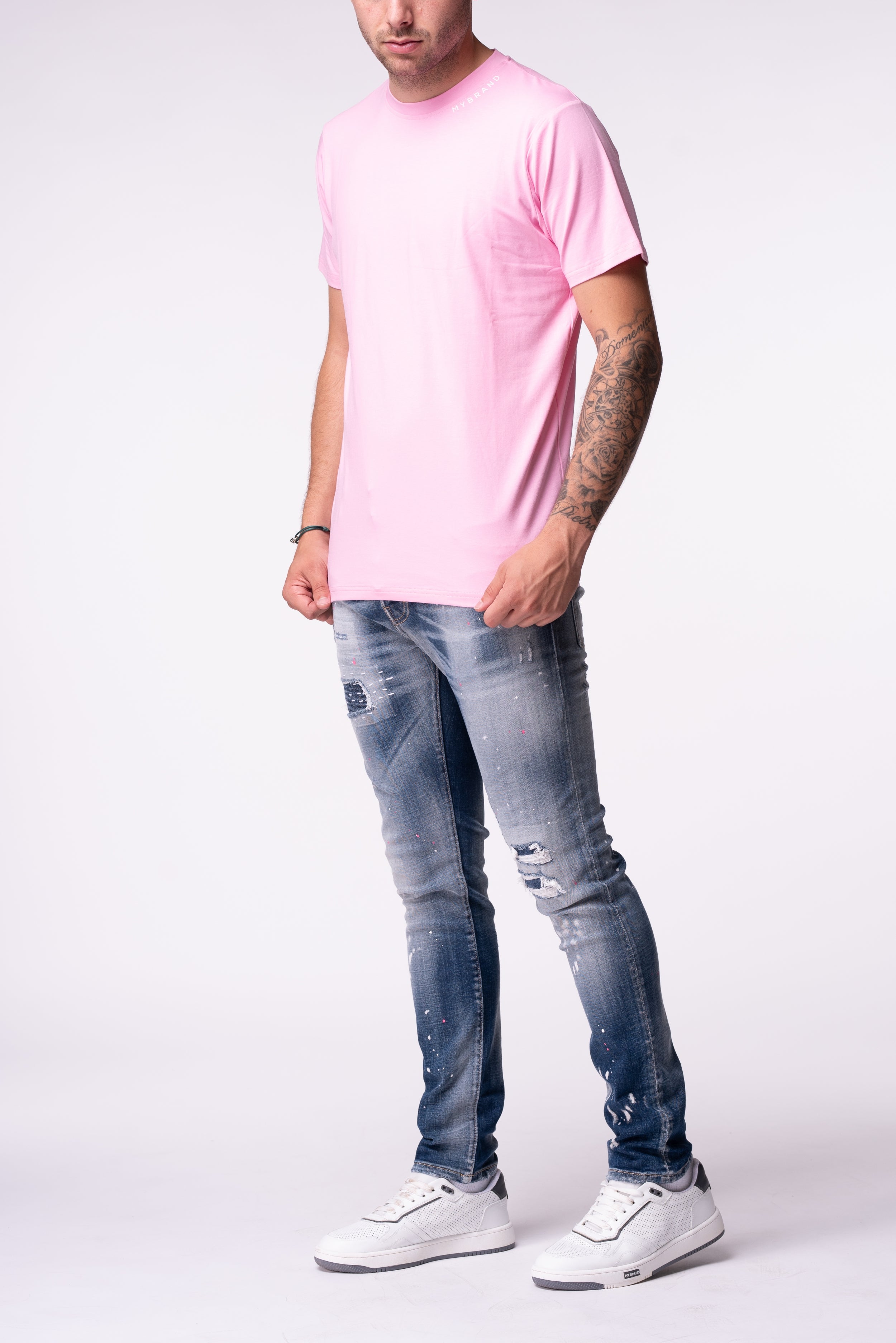 EMBROIDED PINK MB09 | DENIM