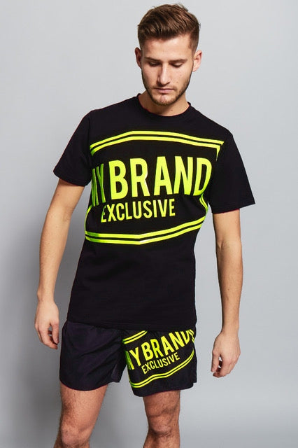 SKEW LOGO T-SHIRT | BLACK - NEONYELLOW